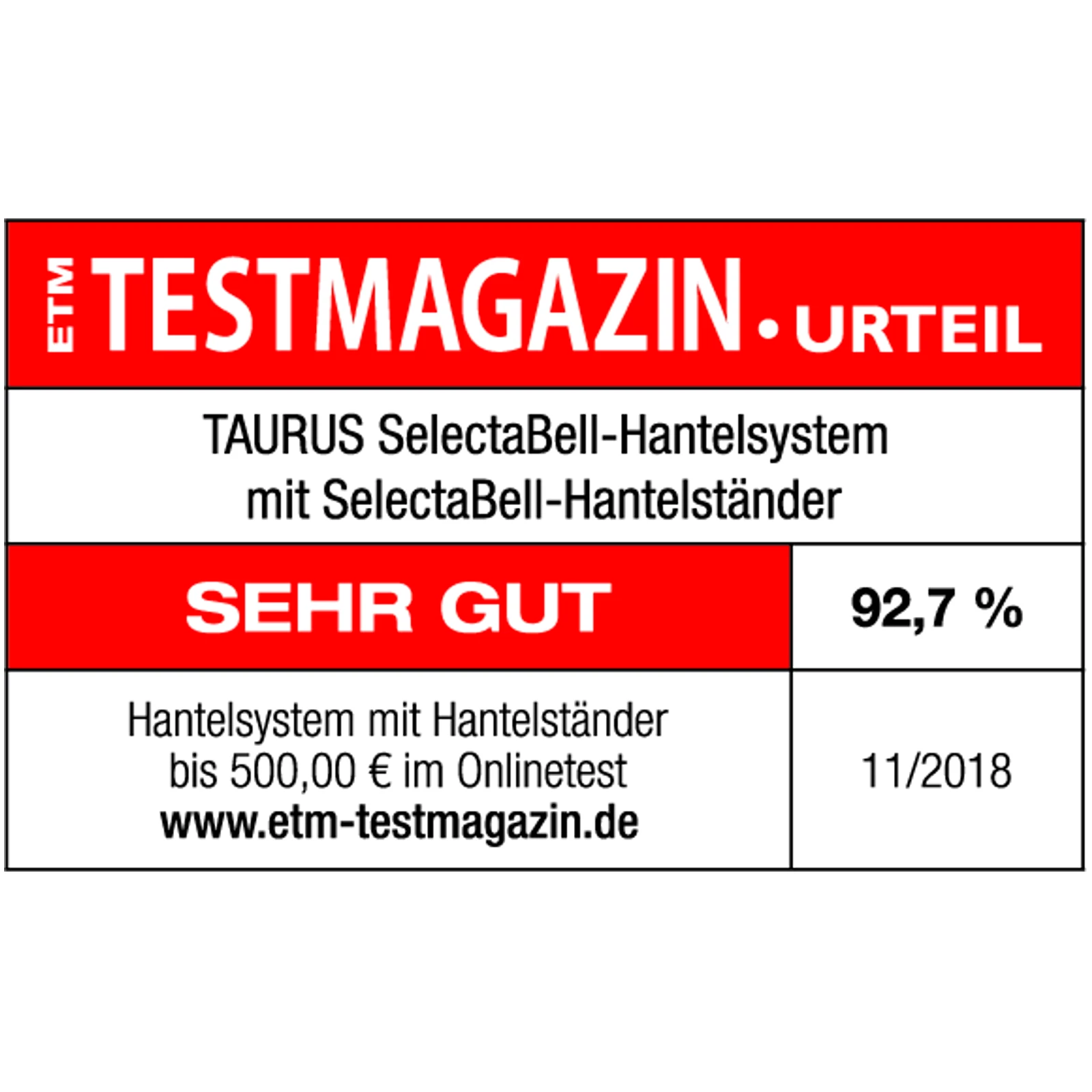 Taurus Selectabell System-Hantel-Set Auszeichnungen