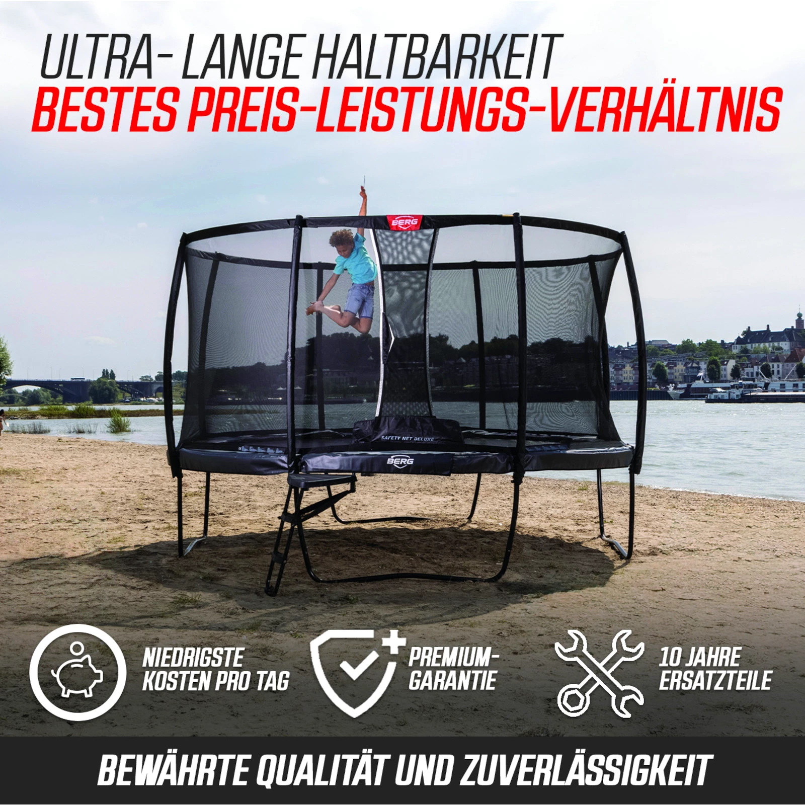 Berg Trampolin Champion inkl. Sicherheitsnetz Deluxe AirFlow Pro Produktbild